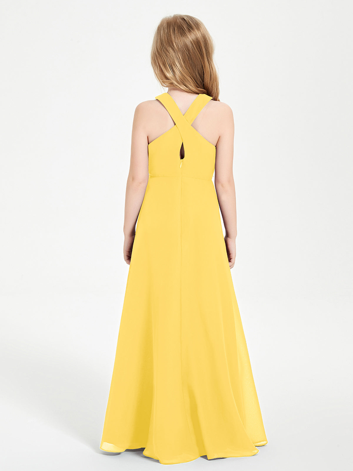 Junior Bridesmaid Dresses Grecian Neckline Floor Length Marigold